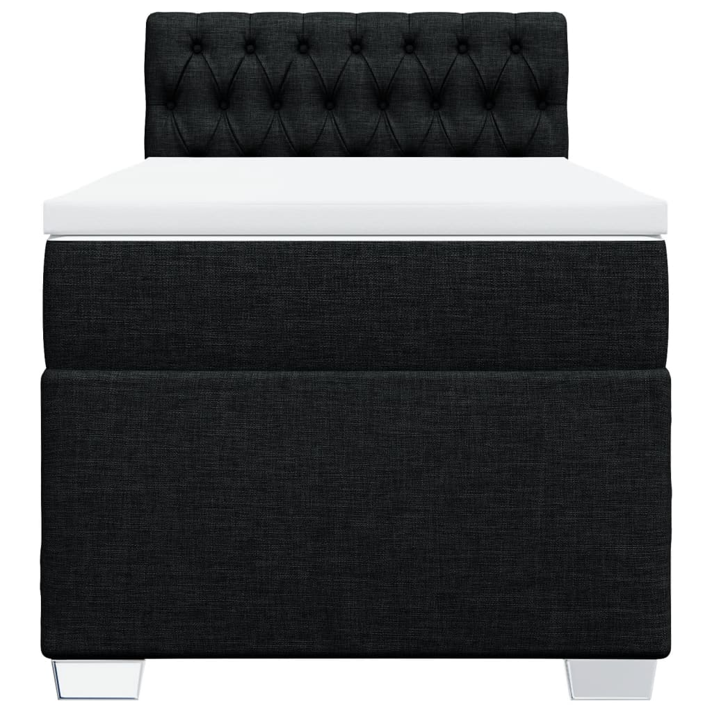 Lit à sommier tapissier avec matelas tissu noir 100x200 cm