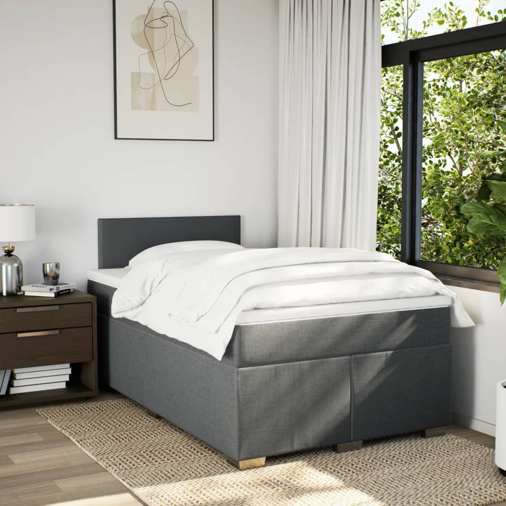 Lit à sommier tapissier avec matelas en tissu gris foncé 120x190 cm