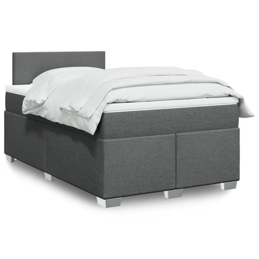 Lit à sommier tapissier avec matelas en tissu gris foncé 120x190 cm