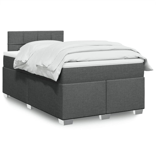 Lit à sommier tapissier avec matelas en tissu gris foncé 120x190 cm
