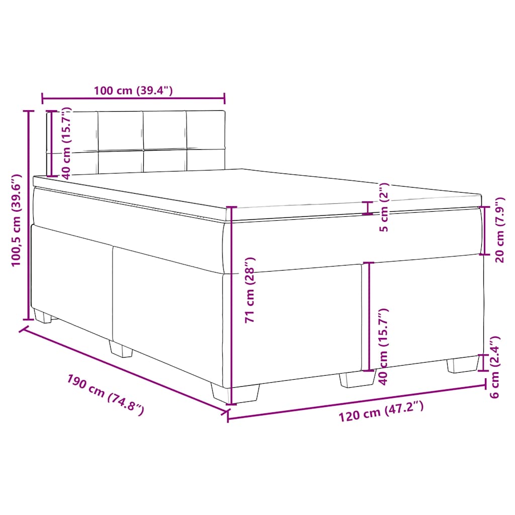 Boxspringbett mit Matratze Taupe 120x190 cm Stoff
