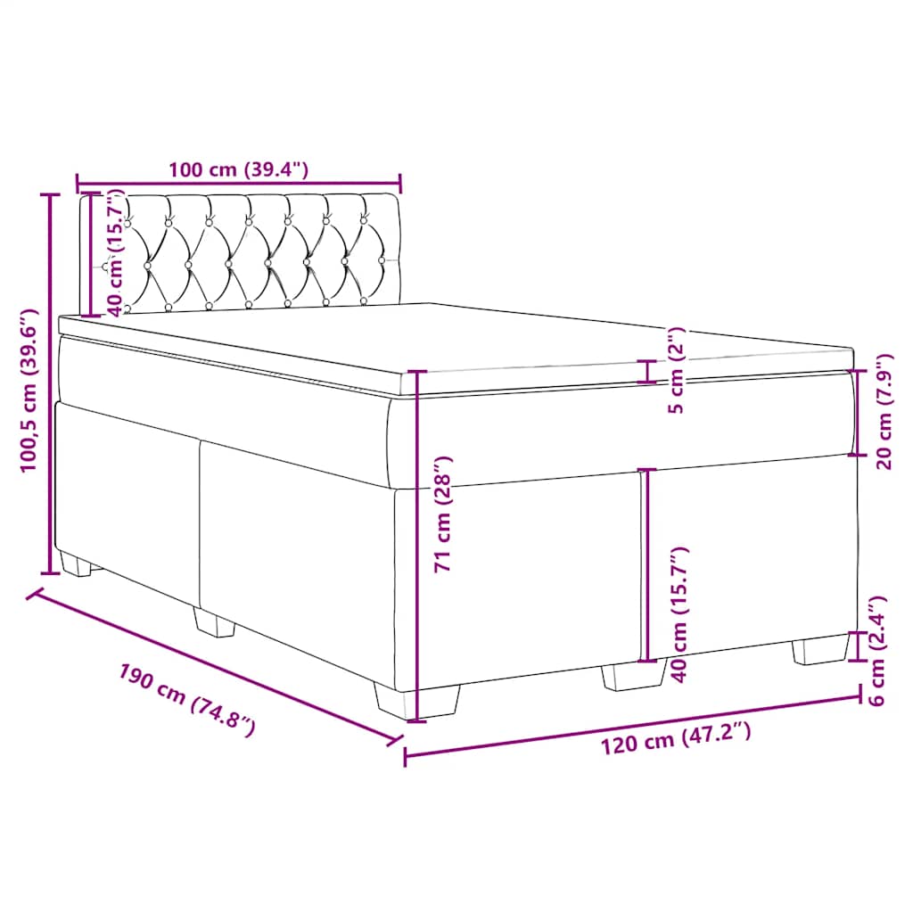 Boxspringbett mit Matratze Hellgrau 120x190 cm Stoff