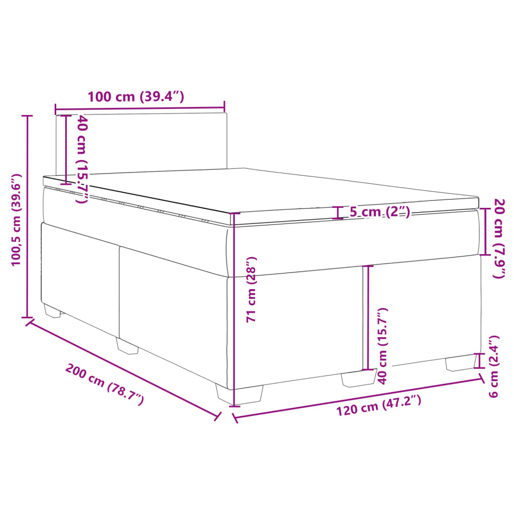 Boxspringbett mit Matratze Hellgrau 120x200 cm Stoff