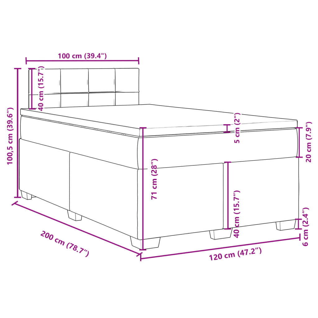 Boxspringbett mit Matratze Hellgrau 120x200 cm Stoff