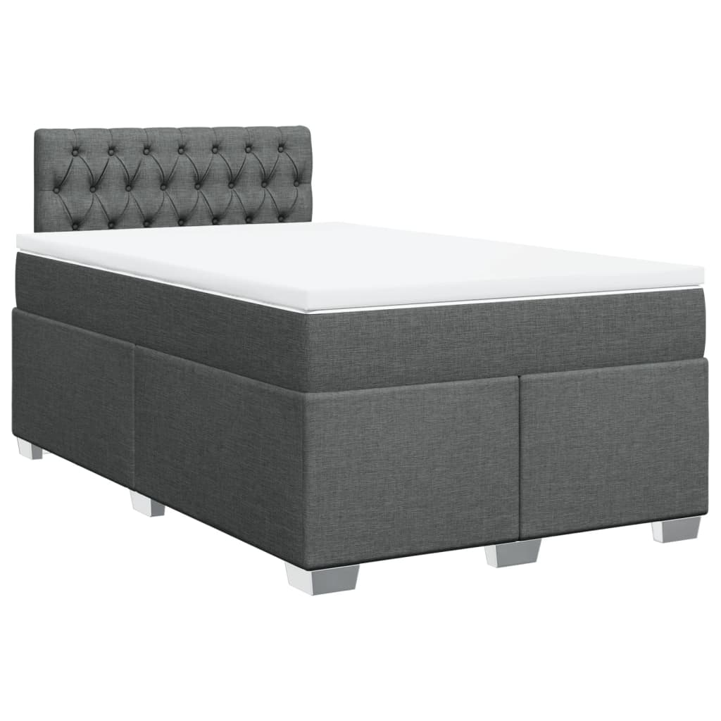 Box spring bed with mattress dark grey 120x200 cm fabric