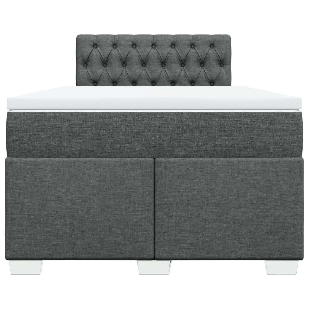 Box spring bed with mattress dark grey 120x200 cm fabric