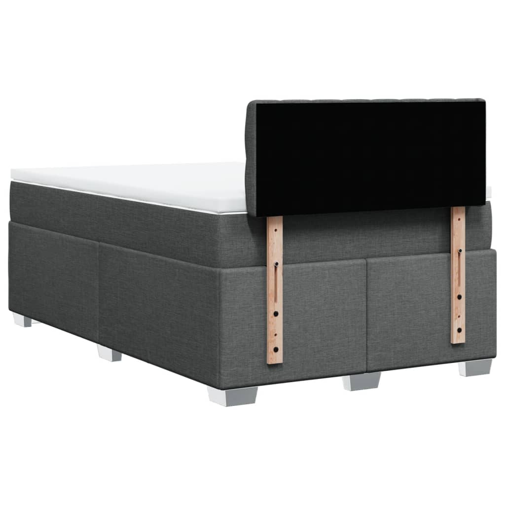 Box spring bed with mattress dark grey 120x200 cm fabric