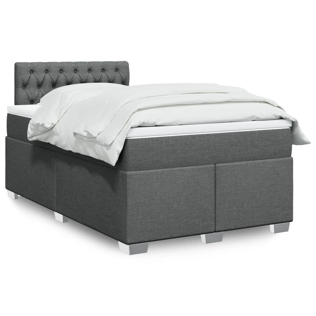 Box spring bed with mattress dark grey 120x200 cm fabric