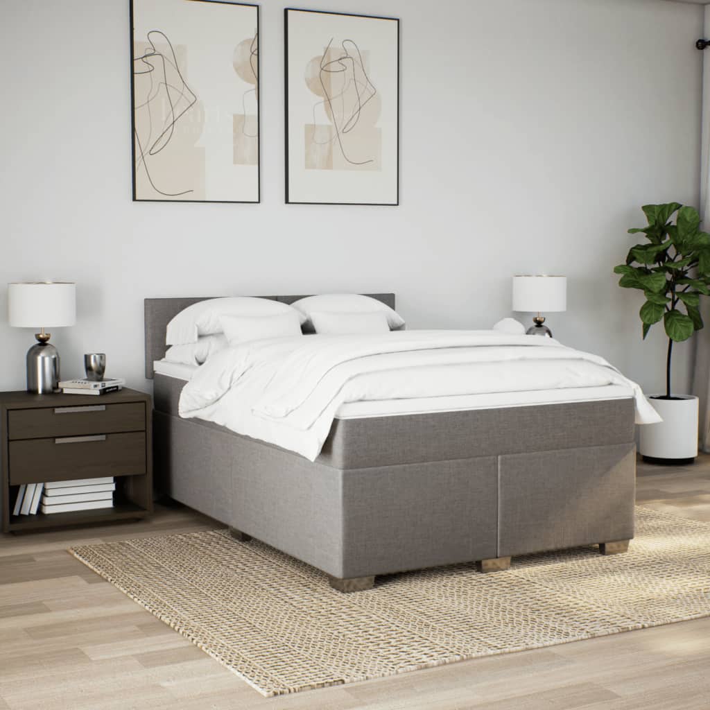 Boxspringbett mit Matratze Taupe 140x190 cm Stoff