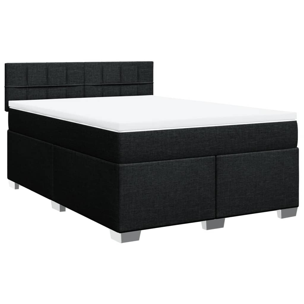 Box spring bed with mattress black 160x200 cm fabric