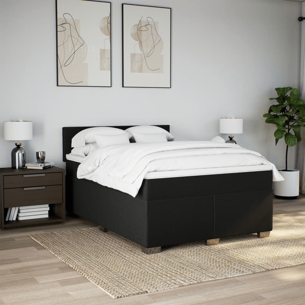 Box spring bed with mattress black 160x200 cm fabric