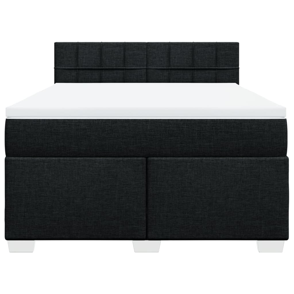 Box spring bed with mattress black 160x200 cm fabric