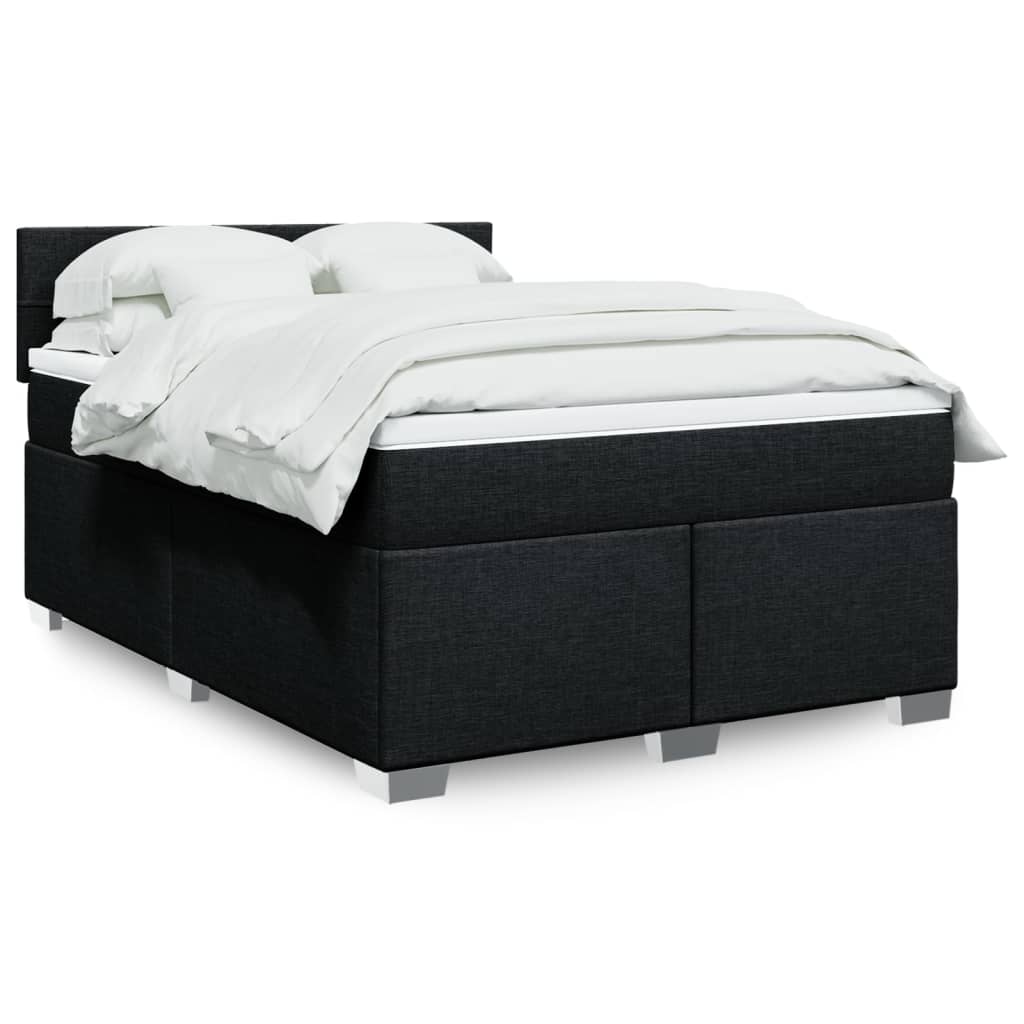 Box spring bed with mattress black 160x200 cm fabric