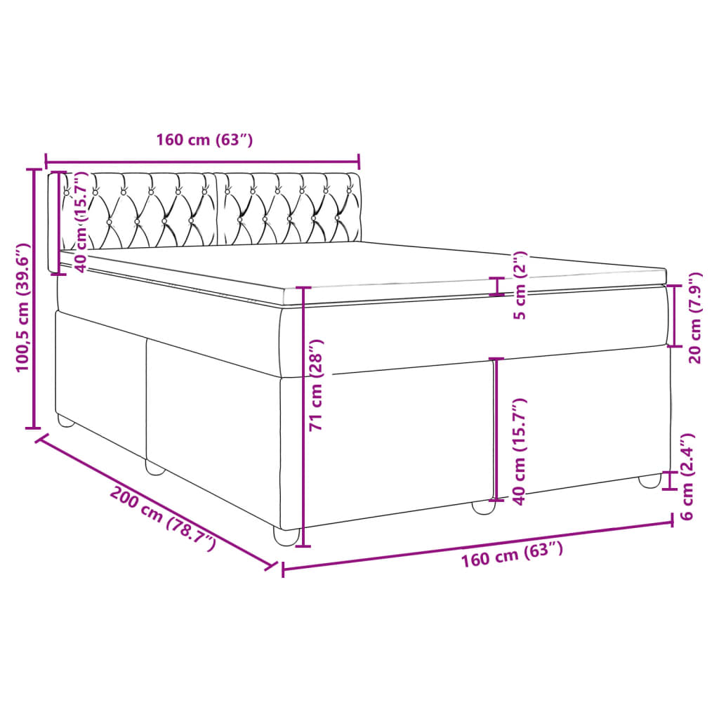 Boxspringbett mit Matratze Schwarz 160x200 cm Stoff