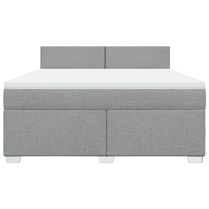 Boxspringbett mit Matratze Hellgrau 180x200 cm Stoff