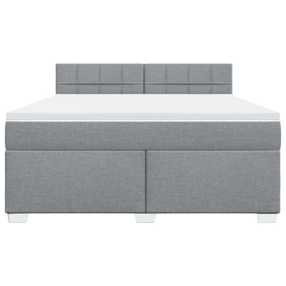 Boxspringbett mit Matratze Hellgrau 180x200 cm Stoff