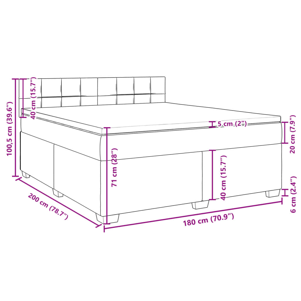 Boxspringbett mit Matratze Schwarz 180x200 cm Stoff