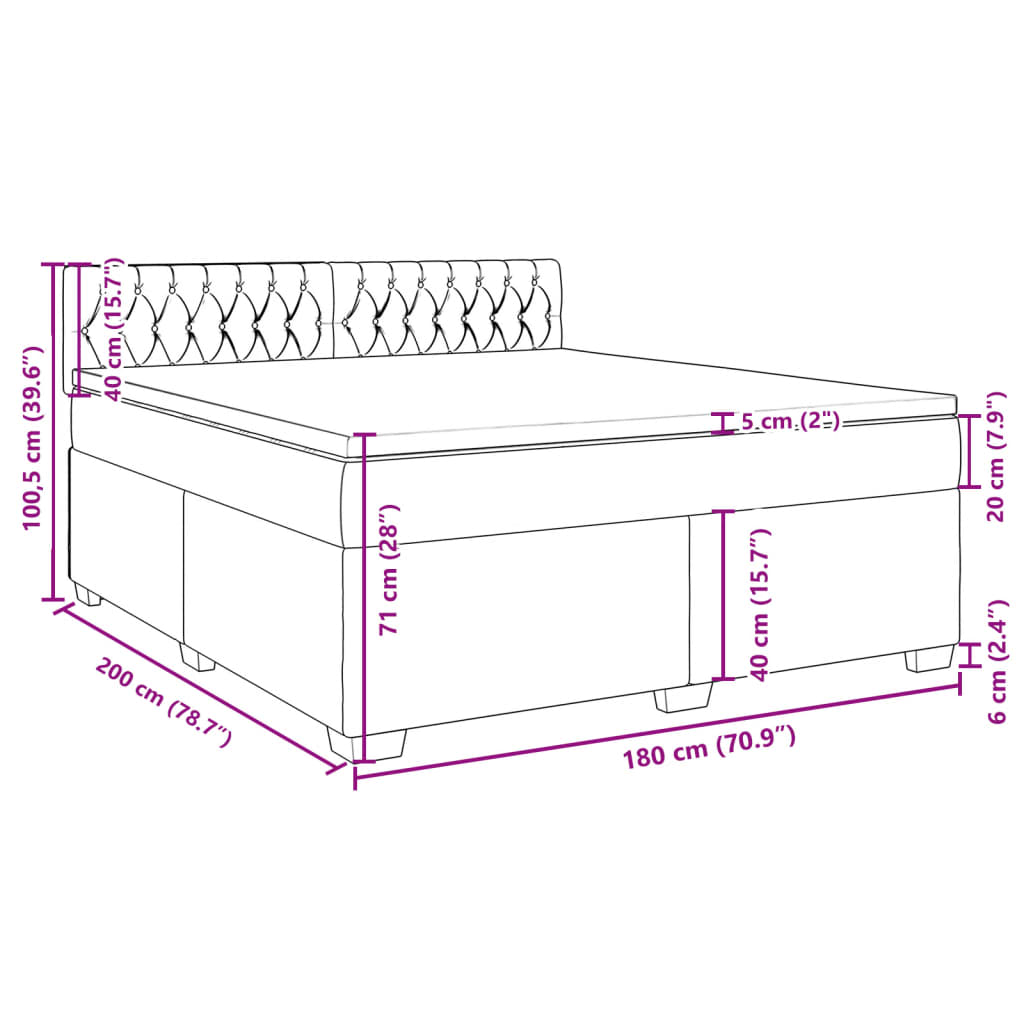 Boxspringbett mit Matratze Schwarz 180x200 cm Stoff