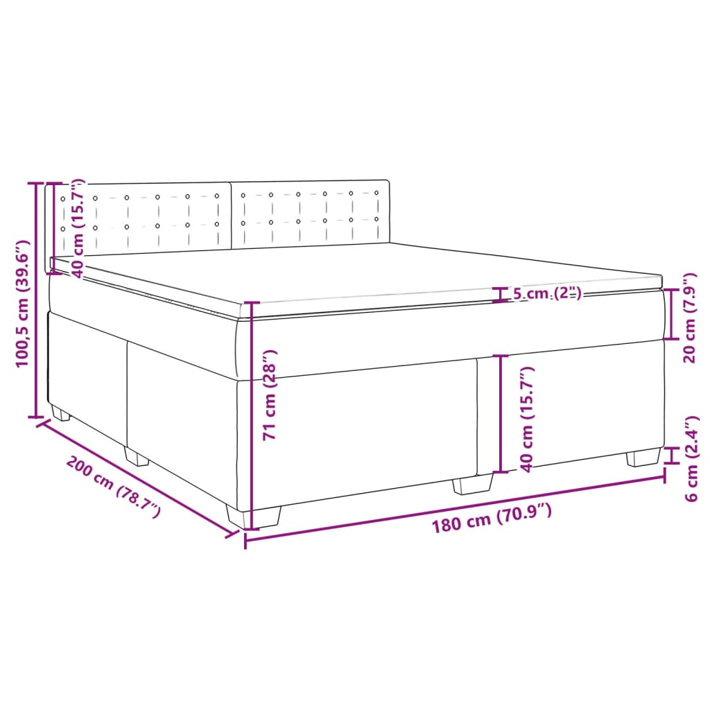 Boxspringbett mit Matratze Schwarz 180x200 cm Stoff