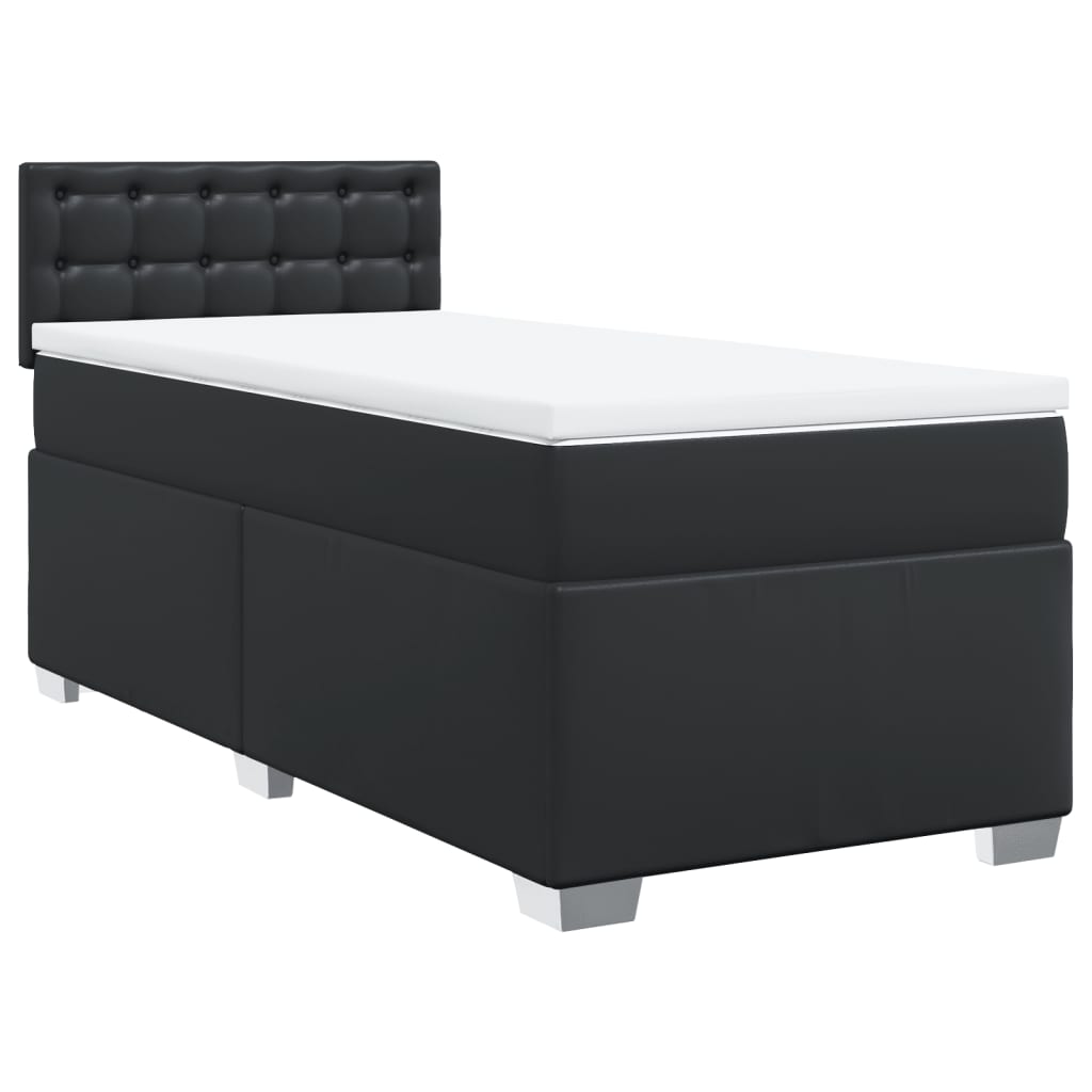 Boxspringbett mit Matratze Schwarz 90x190 cm Kunstleder