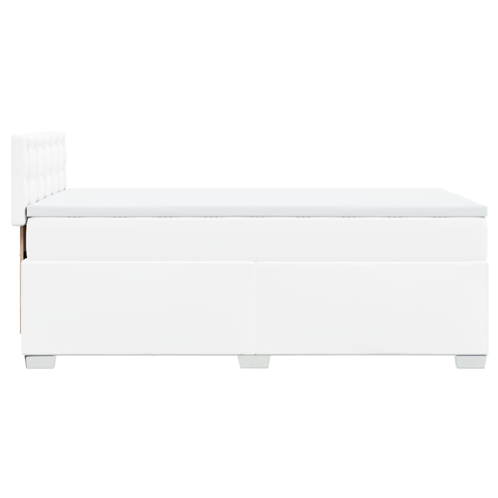 Boxspringbett mit Matratze Weiß 90x200 cm Kunstleder