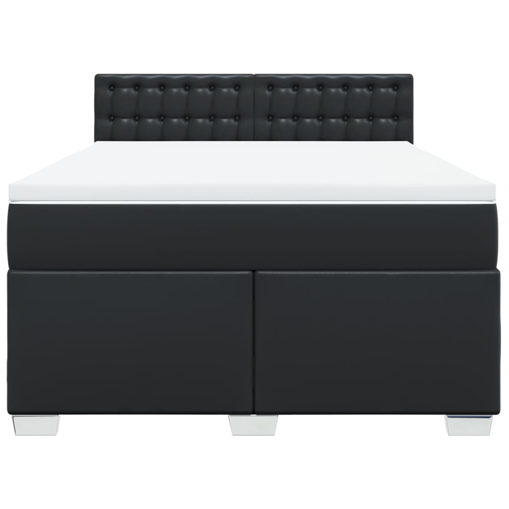 Box spring bed with mattress black 160x200 cm artificial leather