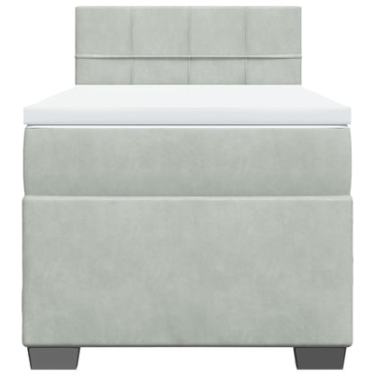 Boxspringbett mit Matratze Hellgrau 80x200 cm Samt