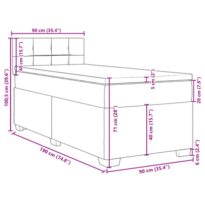 Boxspringbett mit Matratze Hellgrau 90x190 cm Samt