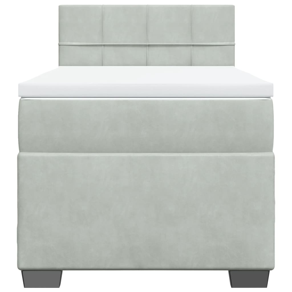 Boxspringbett mit Matratze Hellgrau 90x190 cm Samt