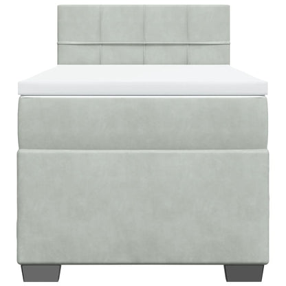 Boxspringbett mit Matratze Hellgrau 90x190 cm Samt