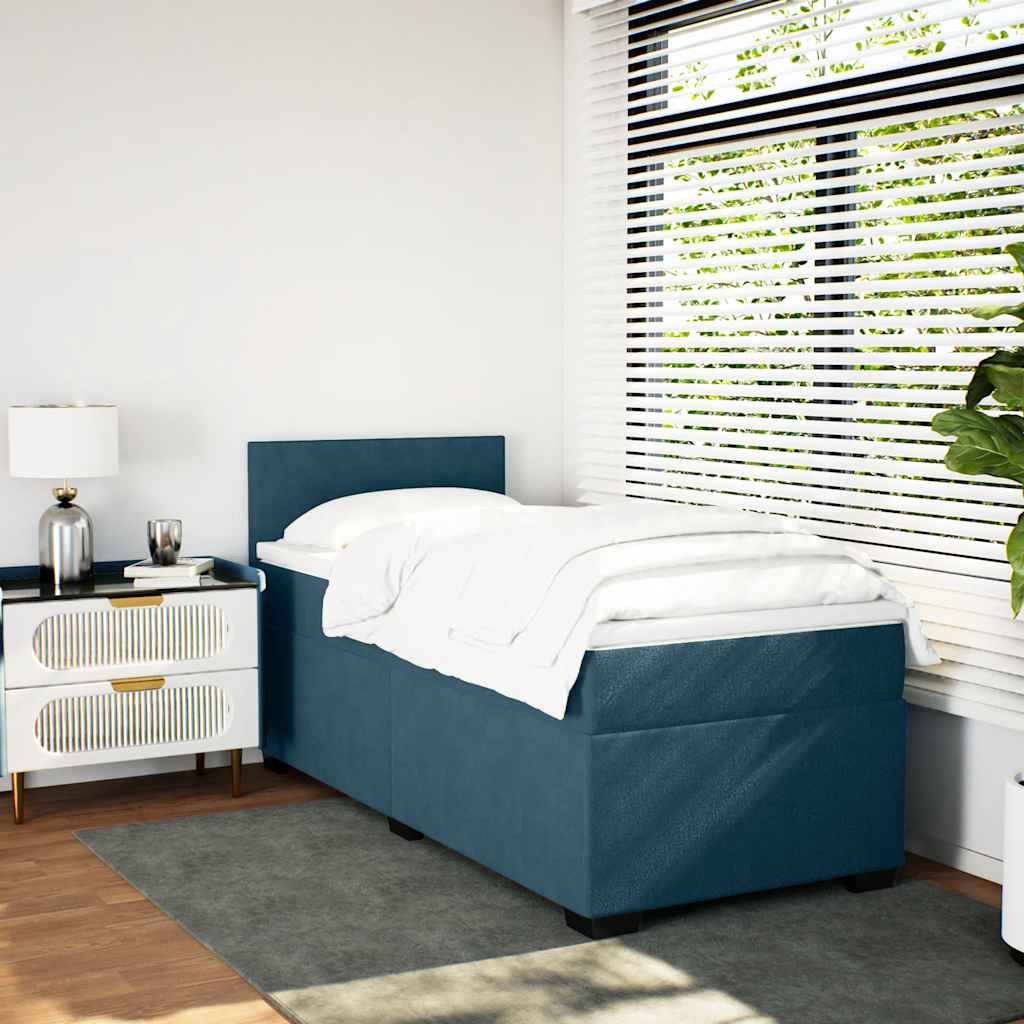 Boxspringbett mit Matratze Dunkelblau 90x200 cm Samt