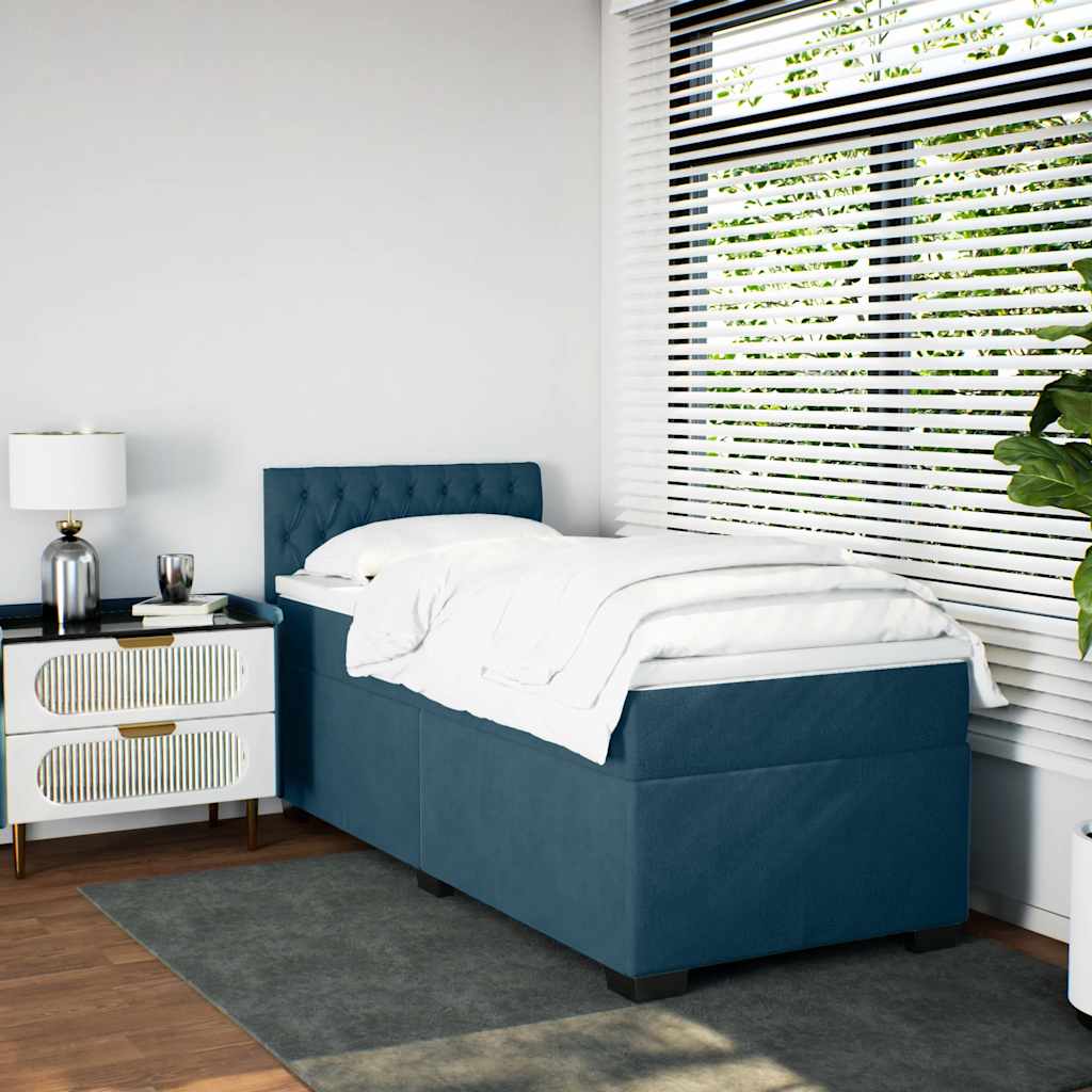 Boxspringbett mit Matratze Dunkelblau 90x200 cm Samt