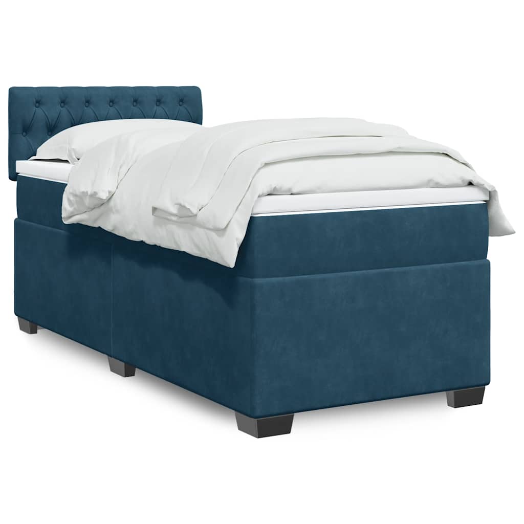 Boxspringbett mit Matratze Dunkelblau 90x200 cm Samt