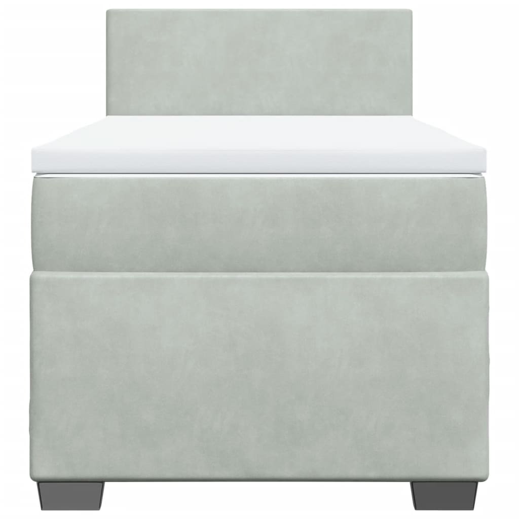 Boxspringbett mit Matratze Hellgrau 100x200 cm Samt