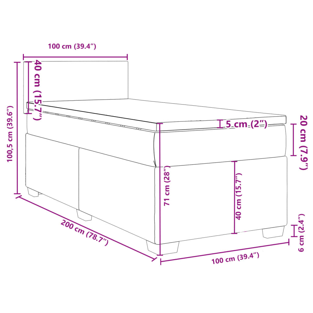 Boxspringbett mit Matratze Schwarz 100x200 cm Samt