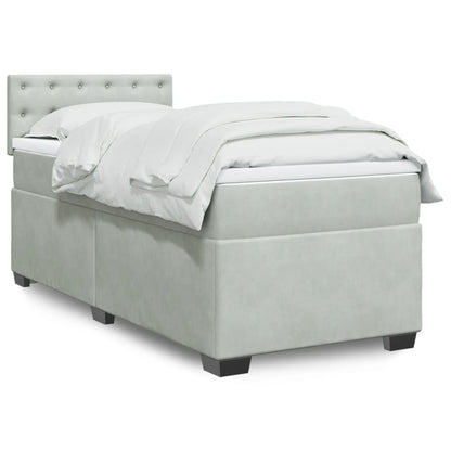 Boxspringbett mit Matratze Hellgrau 100x200 cm Samt
