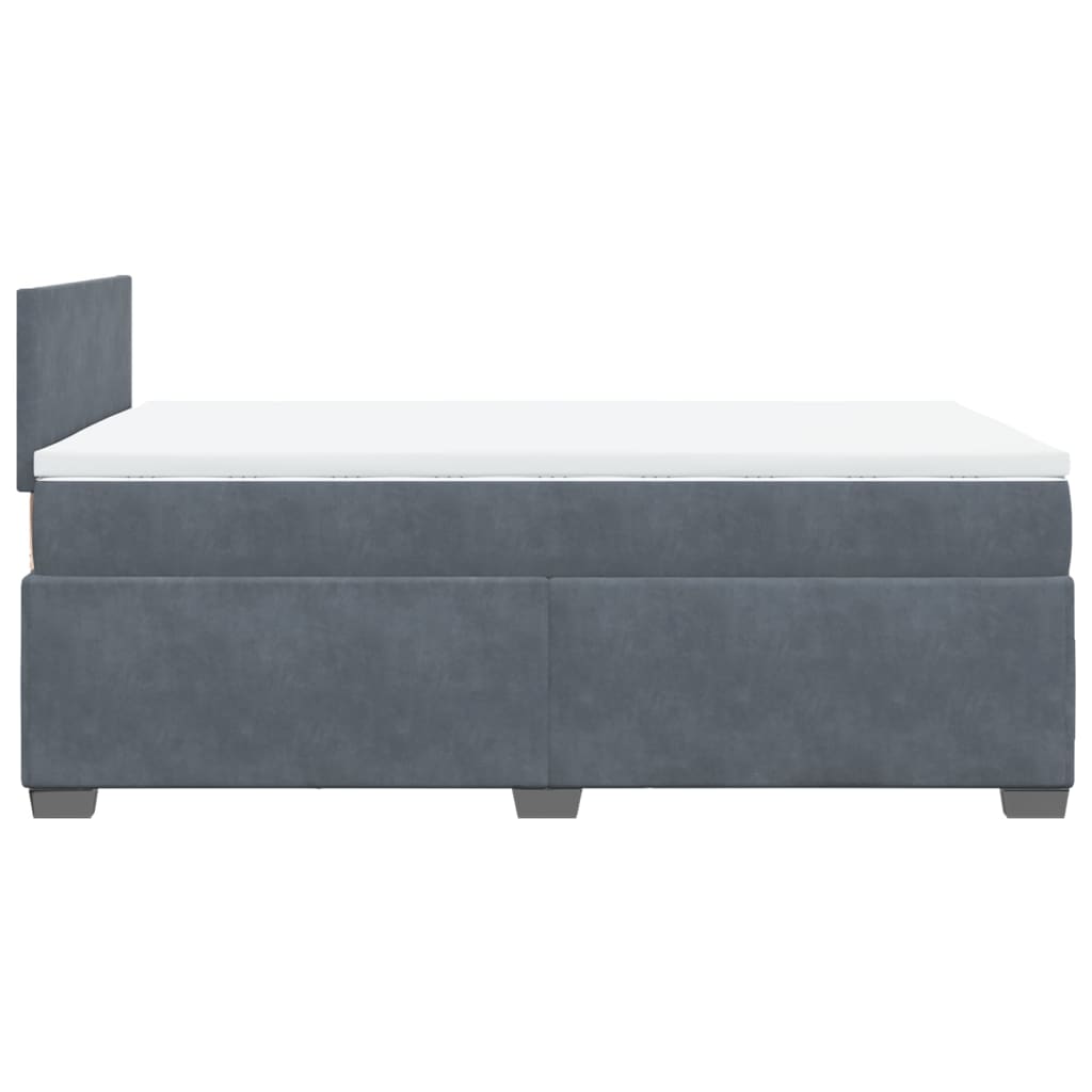 Lit à sommier tapissier avec matelas gris foncé 120x190 cm velours