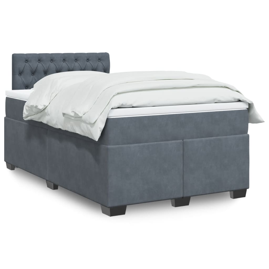Boxspringbett mit Matratze Dunkelgrau 120x190 cm Samt