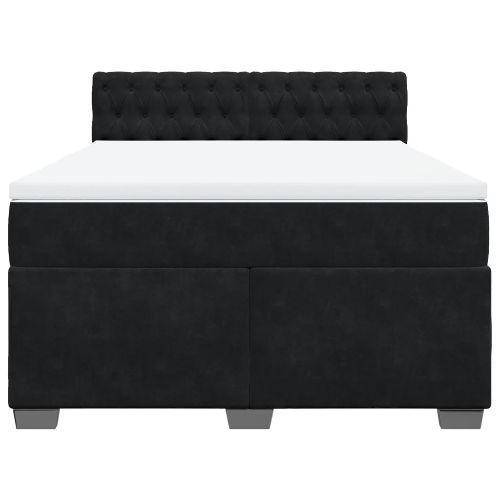 Boxspringbett mit Matratze Schwarz 140x190 cm Samt