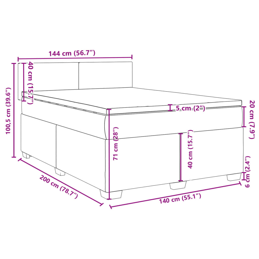 Boxspringbett mit Matratze Schwarz 140x200 cm Samt