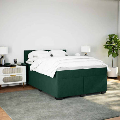 Boxspringbett mit Matratze Dunkelgrün 160x200 cm Samt
