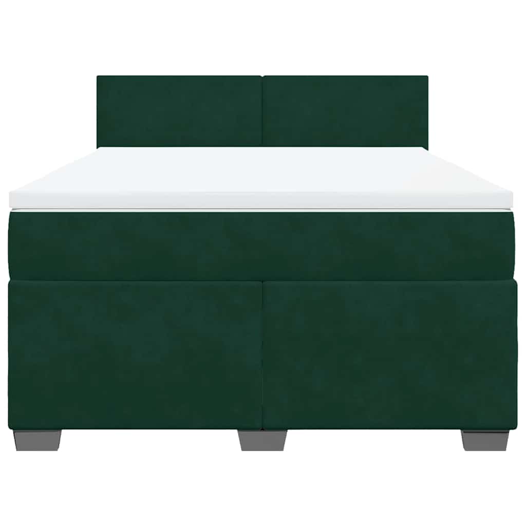 Boxspringbett mit Matratze Dunkelgrün 160x200 cm Samt