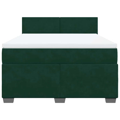 Boxspringbett mit Matratze Dunkelgrün 160x200 cm Samt