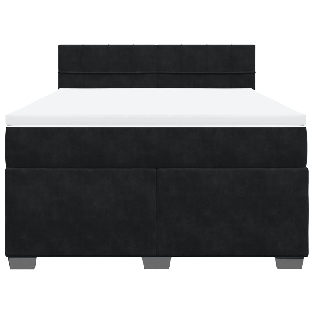 Box spring bed with mattress black 160x200 cm velvet