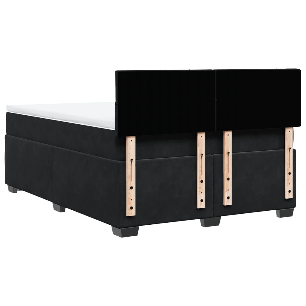 Box spring bed with mattress black 160x200 cm velvet