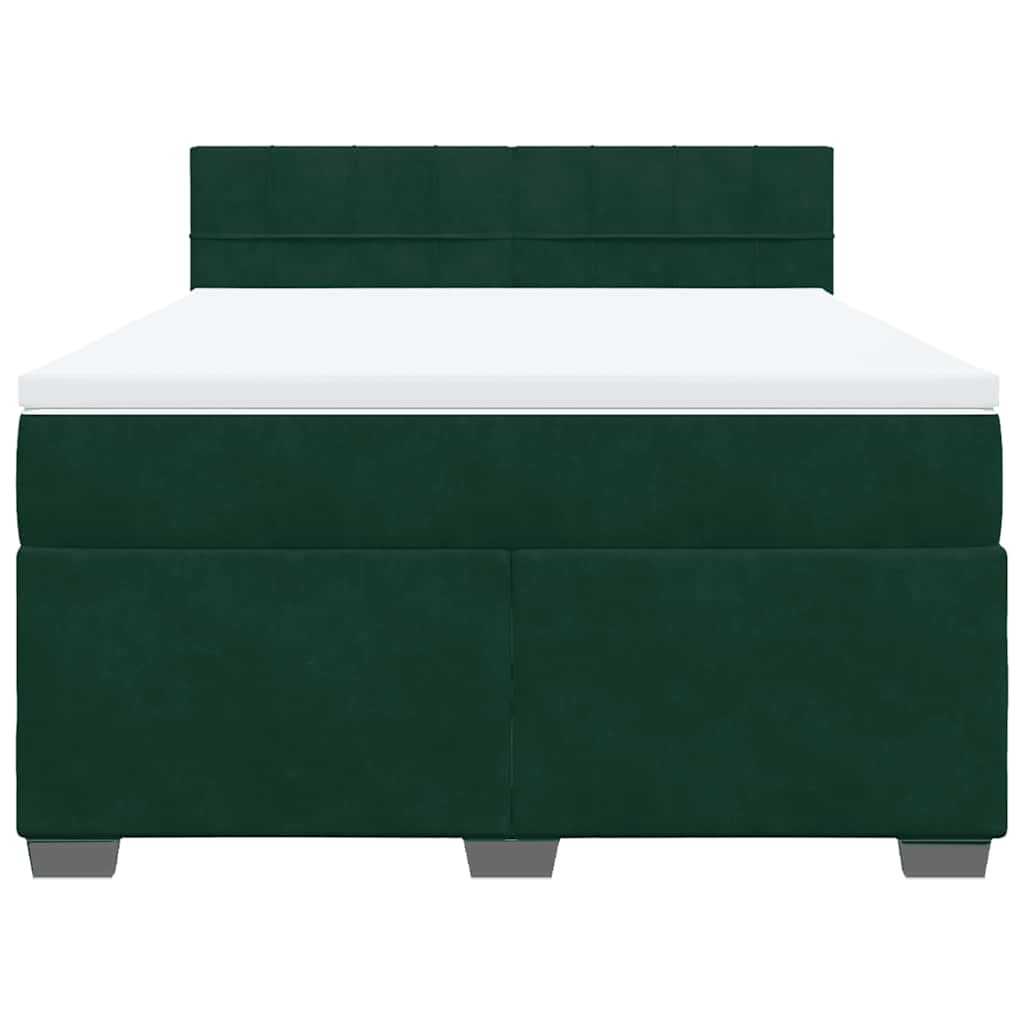 Boxspringbett mit Matratze Dunkelgrün 160x200 cm Samt