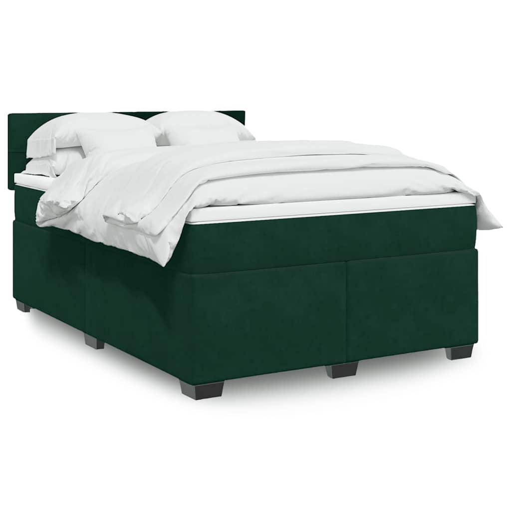 Boxspringbett mit Matratze Dunkelgrün 160x200 cm Samt