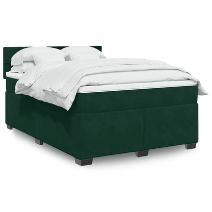 Boxspringbett mit Matratze Dunkelgrün 160x200 cm Samt