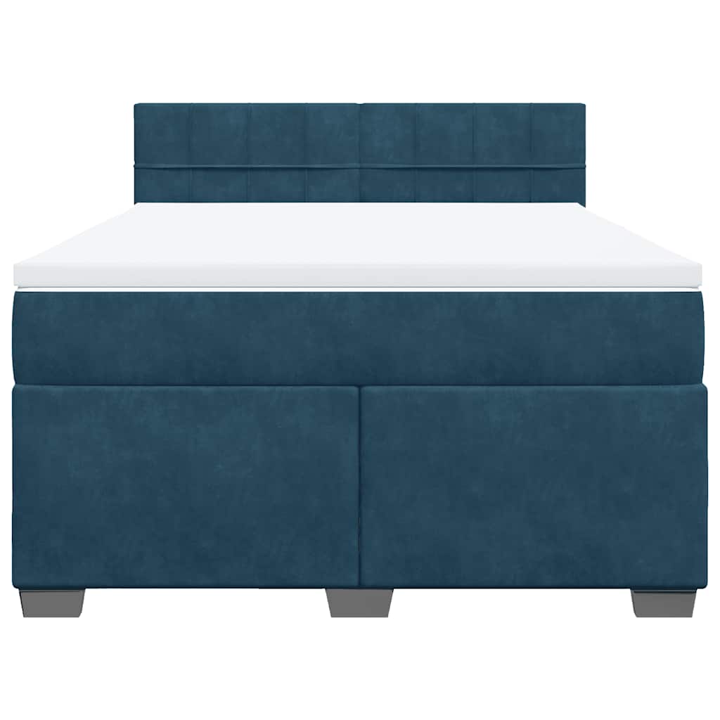 Boxspringbett mit Matratze Blau 160x200 cm Samt