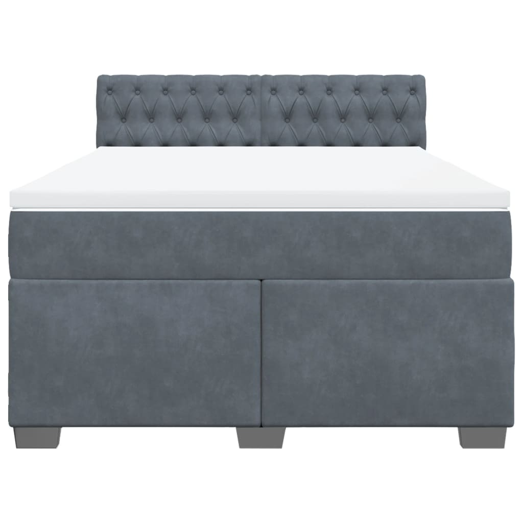 Boxspringbett mit Matratze Dunkelgrau 160x200 cm Samt